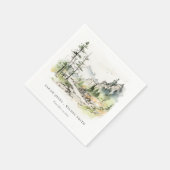 Zachte Bossen Berglandschap Schets Bruiloft Servet (Hoek)