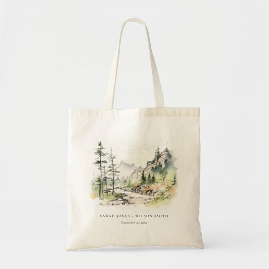 Zachte Bossen Berglandschap Schets Bruiloft Tote Bag (Voorkant)