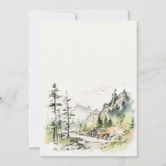 Zachte Bossen Landschapsschets Bruiloft Jubileum Kaart (Achterkant)