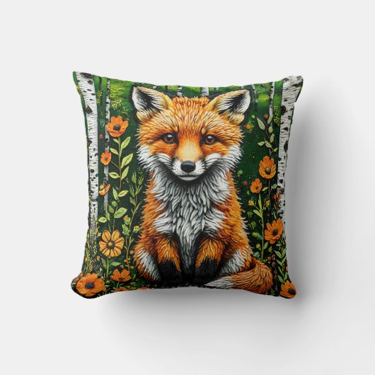 🦊🌲 Zachte bosvos decoratie cadeau ✨ Kussen (Voorkant)