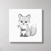 Zachte Bosvos met een Bloem Canvas Afdruk (Voorkant)