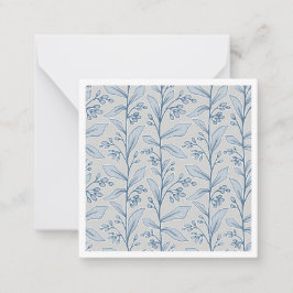 Zachte Botanic Reverie Blauwe en Grijze Bloemkunst Notitiekaartje