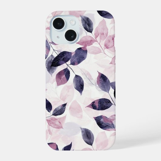 Zachte Botanische Bladeren Telefoonhoes iPhone 15 Case (Achterkant)