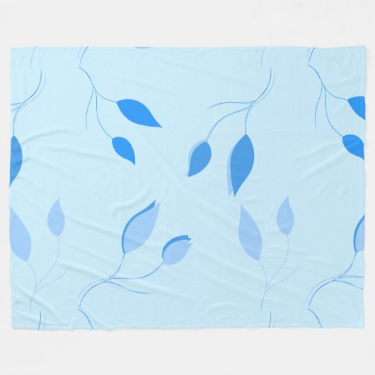Zachte botanische blauwe bladpatroon fleece deken (Voorkant (Horizontaal))