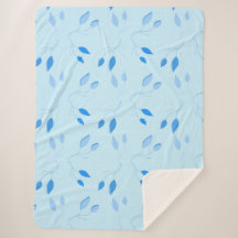 Zachte botanische blauwe bladpatroon Sherpa deken