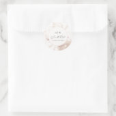 Zachte Botanische Bloemen Monogram en Datum Bruilo Ronde Sticker (Tas)