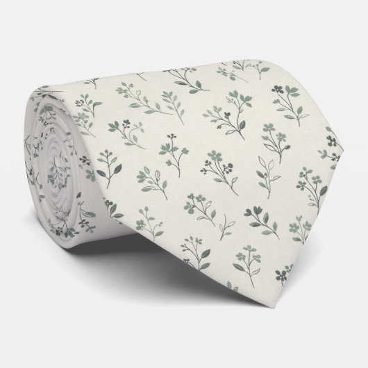 Zachte Botanische Bloemige Elegante Minimalist Stropdas (Opgerold)