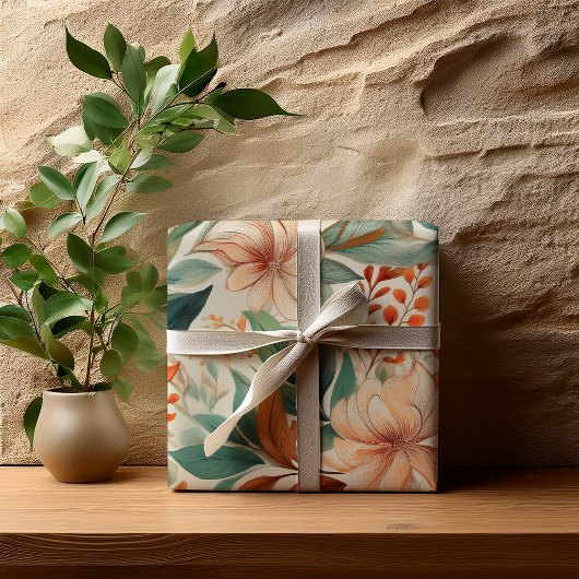 Zachte Botanische Bloemrijke Bruidsdouche Cadeaupapier
