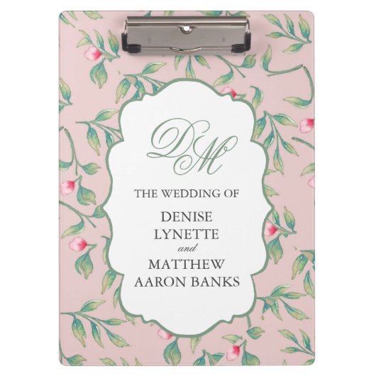 Zachte botanische bruiloft klembord (Voorkant)