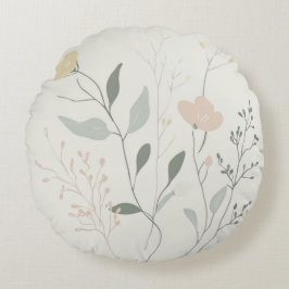 Zachte Botanische – Minimalistische Pastel Wilde B Rond Kussen