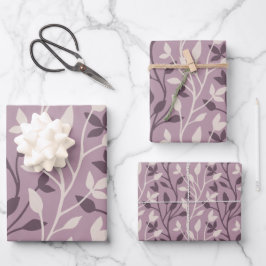 Zachte Botanische Paarse Blad Elegante Chic Inpakpapier Vel