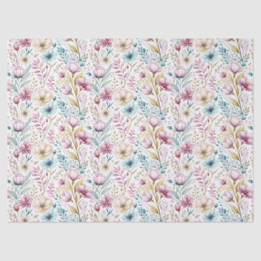 Zachte Botanische Pasen Bloem Ontwerp Tissuepapier (Voorkant)