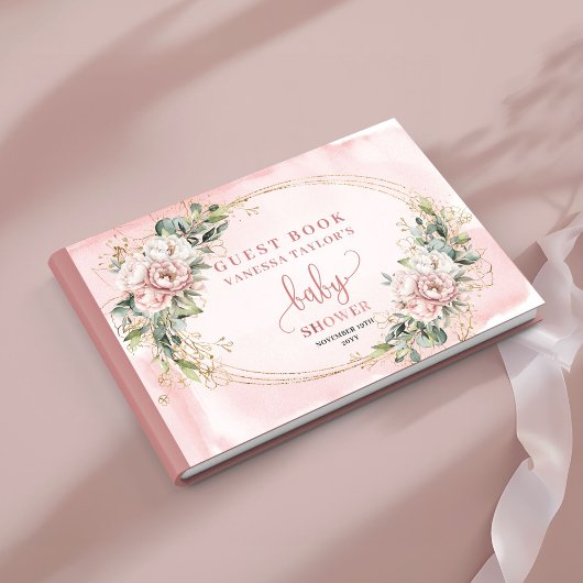 Zachte Botanische Stof Roze Gastboek Gastenboek