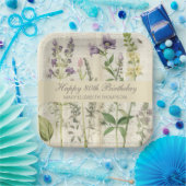 Zachte Botanische Vintaqe Wildflower 80e verjaarda Papieren Bordje (Feest)