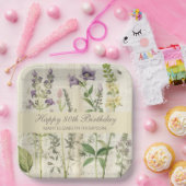 Zachte Botanische Vintaqe Wildflower 80e verjaarda Papieren Bordje (Feest)