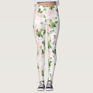Zachte Botanische Vlinder Roos Bloemige Waterverf Leggings