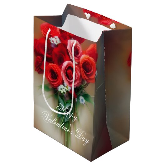 Zachte bouquet van de valentijn van rozen medium cadeauzakje (Voorkant Gekanteld)