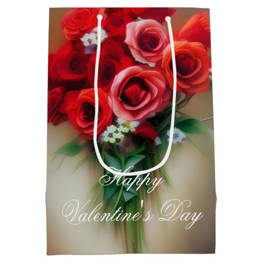 Zachte bouquet van de valentijn van rozen medium cadeauzakje (Achterkant)