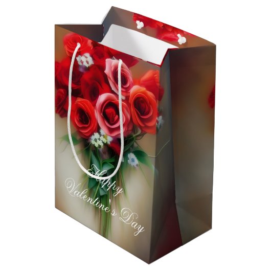 Zachte bouquet van de valentijn van rozen medium cadeauzakje (Achterkant Gekanteld)