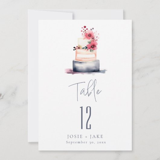 Zachte bruidstaart Tafelnummer Zitenkaart (Achterkant)