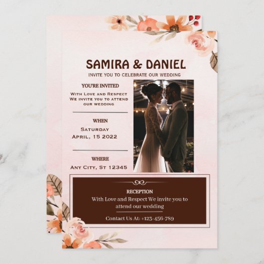  Zachte bruine en crèmekleurige rustieke bloemenfo Kaart (Voorkant / Achterkant)