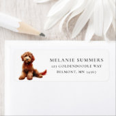 Zachte Bruine Goldendoodle Retouradreslabel Etiket (Insitu)