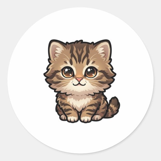 Zachte Bruine Lapjeskat Jong Klasieke Sticker (Voorkant)