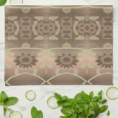 Zachte bruine perzik en groen theedoek (Gevouwen)