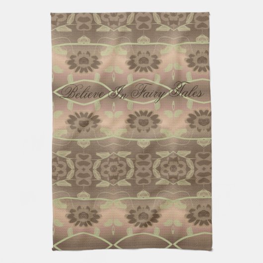 Zachte bruine perzik en groen theedoek (Verticaal)