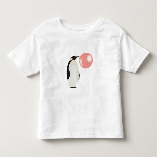 Zachte Bubble Gum Pinguïn Blaast Bubbel Kinder Shirts (Voorkant)