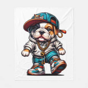 Zachte Bulldog Puppy Streetwear Persoonlijke Fleec Fleece Deken