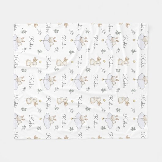 Zachte Bunnies, persoonlijke naamgreep  Fleece Deken (Voorkant (Horizontaal))