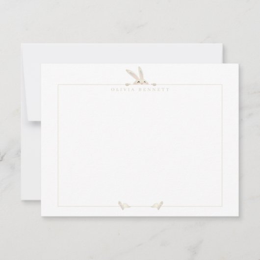 Zachte Bunny Piep Frame Notitiekaart Kaart (Voorkant)