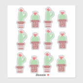 Zachte Cactus Cactussen Potplanten Set Sticker (Vel)