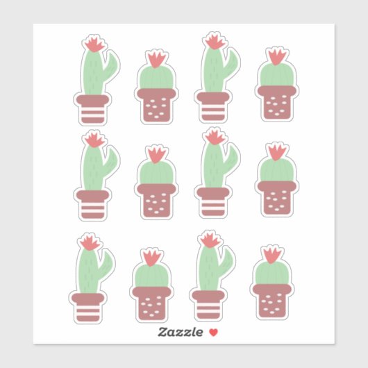 Zachte Cactus Cactussen Potplanten Set Sticker (Vel)