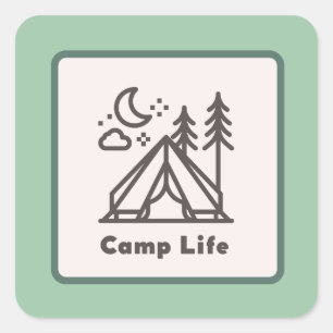 Zachte Camping / Buitensticker kampeer meer, maa Vierkante Sticker
