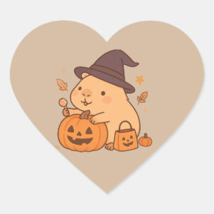 Zachte Capybara Pompoen Halloween Sticker