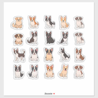 Zachte Cartoon Hond Sticker Set Met Helder Kleuren