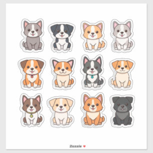 Zachte Cartoon Hond Sticker Set Met Helder Kleuren