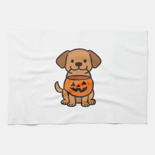 Zachte Cartoon Hond Trick-or-Treating Klassiek T-S Theedoek
