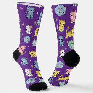 Zachte Cartoon Kattenpatroon Crew Soks Sokken