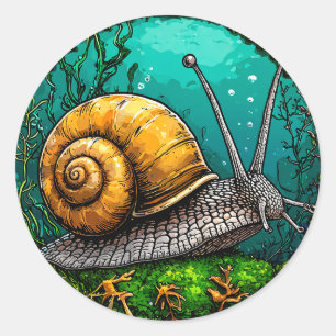 🐌 Zachte Cartoon Slak Minimalistisch Dier Ronde Sticker