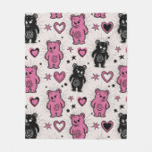 Zachte Cartoon Teddybeer Patroon Fleece Deken (Voorkant)