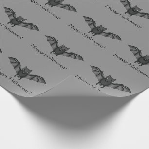Zachte Cartoon Vleermuis Patroon Met Gelukkig Hall Cadeaupapier