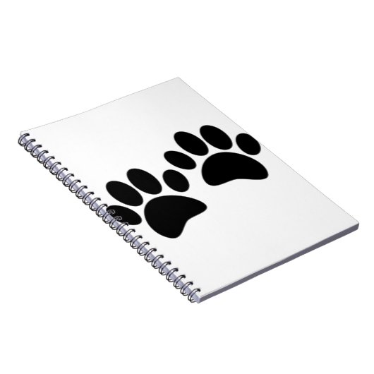 Zachte Cartoon Zwarte Hond Pootafdrukken Notitieboek (Rechterzijde)