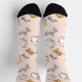 Zachte Cartoonkatten Patroon Monogram Sokken (Top)