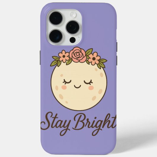 Zachte Cartoonmaan met Bloemenkrans Sticker Case-Mate iPhone Case (Achterkant)