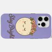 Zachte Cartoonmaan met Bloemenkrans Sticker Case-Mate iPhone Case (Achterkant (horizontaal))