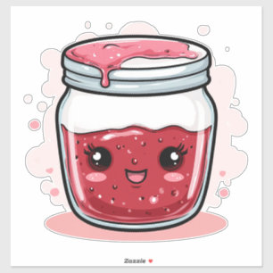 Zachte Cartoonpot met Bessengelei en Gelukkig Gezi Sticker