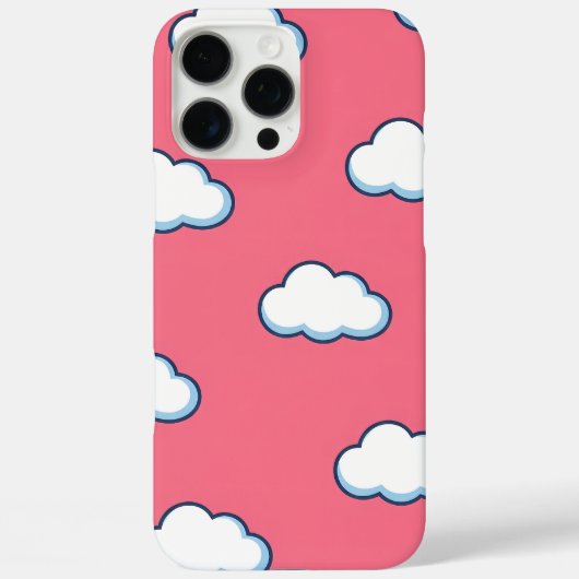 Zachte Cartoonwolk Patroon op Roze Case-Mate iPhone Case (Achterkant)